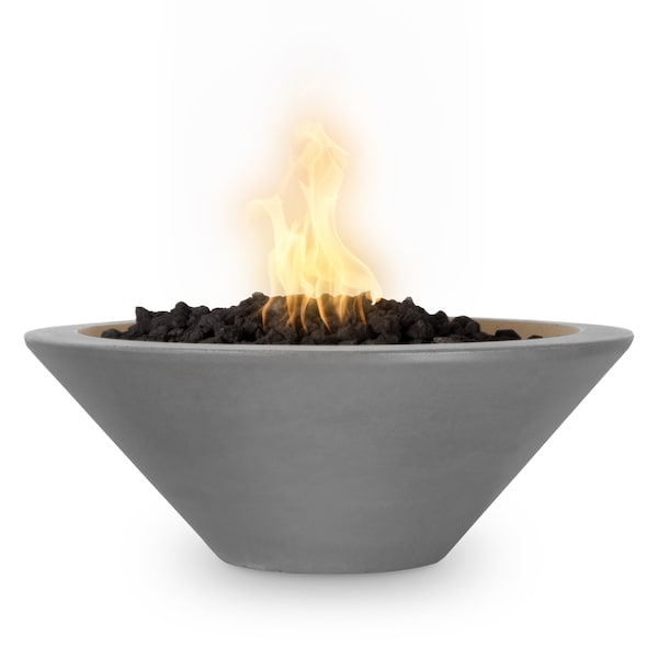 The Outdoor Plus 31 Round Cazo Fire Bowl, GFRC Concrete, Natural Gray, Low Voltage Electronic Ignition, Liquid Propane OPT-31RFOE12V-NGY-LP - main